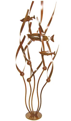 Metal Art - Large Floor-Standing Kelp With Salmon