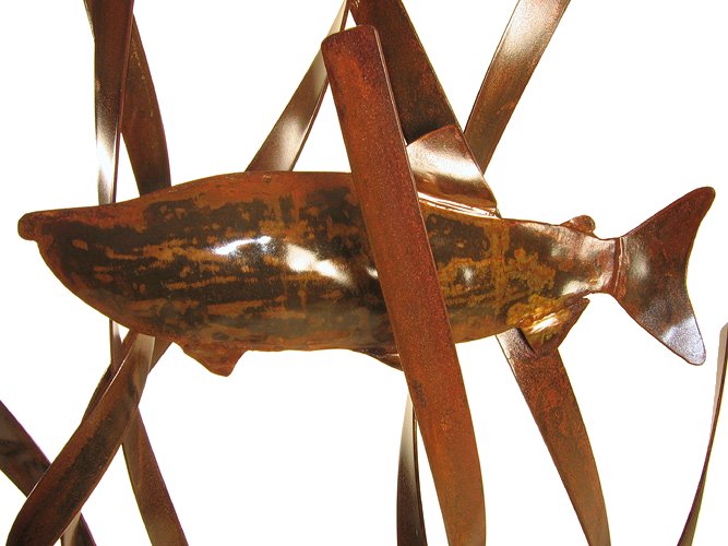 Metal Art - Large Floor-Standing Kelp With Salmon