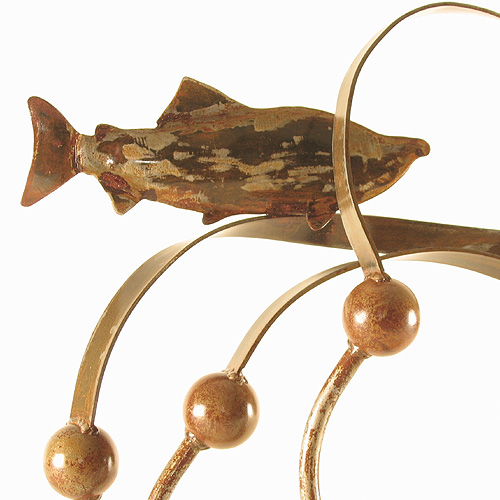 Metal Art - Large Table-Top Kelp, Tidal-Flow, With Salmon