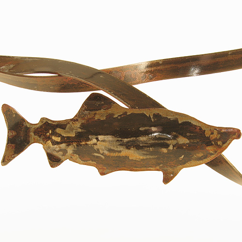 Metal Art - Large Table-Top Kelp, Tidal-Flow, With Salmon