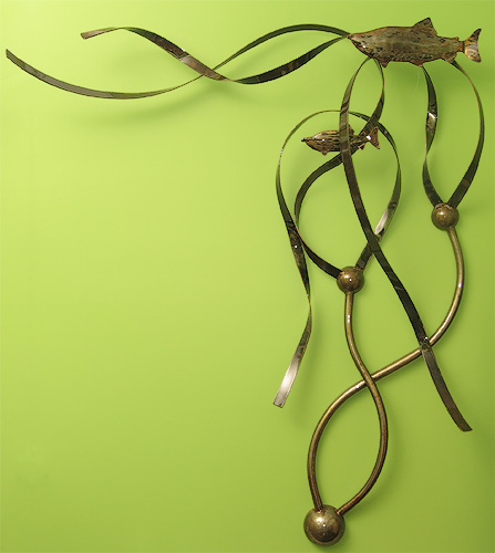 Metal Art - Large Wall-Hanging Kelp, Tidal-Flow, with Salmon (2)