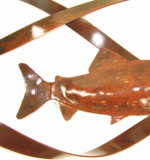 Metal Art - Large Wall-Hanging Kelp, Tidal-Flow, with Salmon
