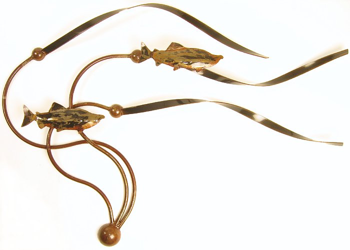 Metal Art - Medium Wall-Hanging Kelp, Tidal-Flow, with Salmon