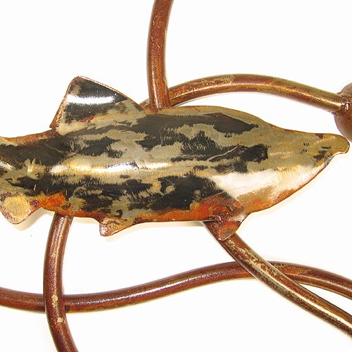 Metal Art - Medium Wall-Hanging Kelp, Tidal-Flow, with Salmon